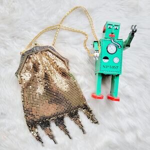 Gold Chainmaille Evening Bag w Metal Fringe